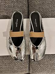 Fortok Maison Margiela Tabi Ballet Mules in Leather Silver - 1