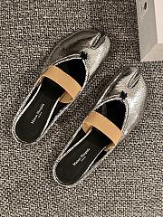 Fortok Maison Margiela Tabi Ballet Mules in Leather Silver - 6