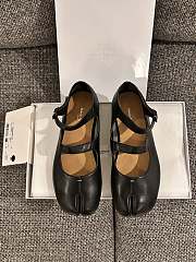 Fortok Maison Margiela Leather Tabi Strap Ballerina Flats Black - 1