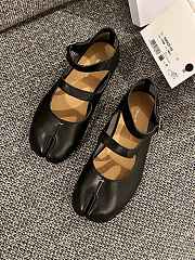 Fortok Maison Margiela Leather Tabi Strap Ballerina Flats Black - 5