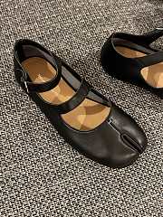 Fortok Maison Margiela Leather Tabi Strap Ballerina Flats Black - 4