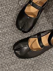 Fortok Maison Margiela Leather Tabi Strap Ballerina Flats Black - 3