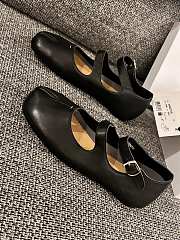 Fortok Maison Margiela Leather Tabi Strap Ballerina Flats Black - 2