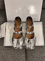 Fortok Maison Margiela Leather Tabi Strap Ballerina Flats Silver - 1
