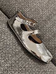 Fortok Maison Margiela Leather Tabi Strap Ballerina Flats Silver - 6