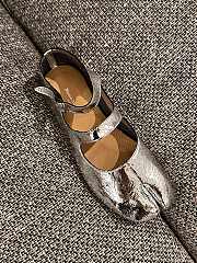 Fortok Maison Margiela Leather Tabi Strap Ballerina Flats Silver - 5