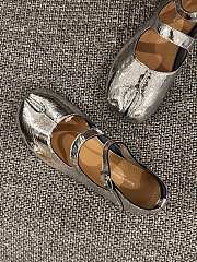 Fortok Maison Margiela Leather Tabi Strap Ballerina Flats Silver - 4