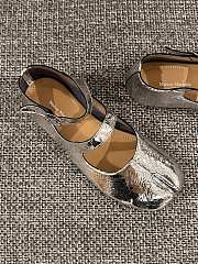 Fortok Maison Margiela Leather Tabi Strap Ballerina Flats Silver - 2