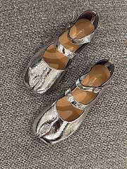 Fortok Maison Margiela Leather Tabi Strap Ballerina Flats Silver - 3