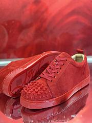 fORTOK Christian Louboutin Louis Junior Spikes Flat Suede Red - 4