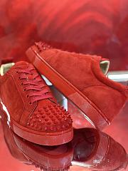 fORTOK Christian Louboutin Louis Junior Spikes Flat Suede Red - 2