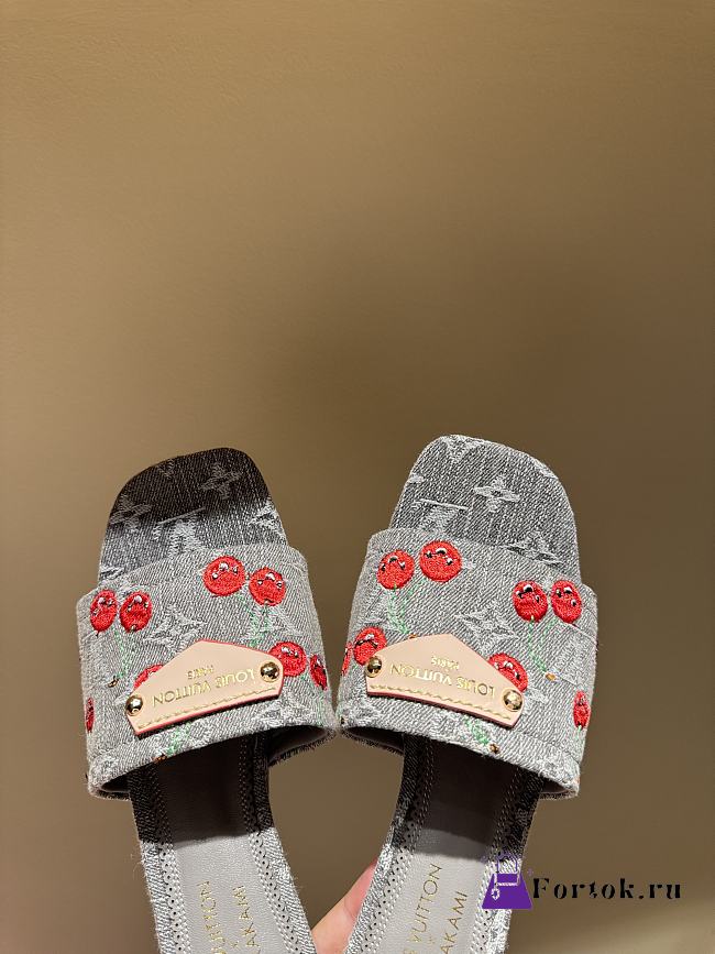Fortok LV x TM Lily Flat Mule Denim Grey - 1