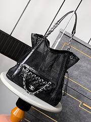 Fortok Chanel Cruise 2011 Double Shopping Classic Flap Mesh Woven Bag Black 34x36x12 cm - 1