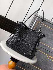 Fortok Chanel Cruise 2011 Double Shopping Classic Flap Mesh Woven Bag Black 30x32x9 cm - 2