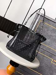 Fortok Chanel Cruise 2011 Double Shopping Classic Flap Mesh Woven Bag Black 26x28X9 cm - 5