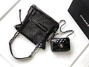 Fortok Chanel Cruise 2011 Double Shopping Classic Flap Mesh Woven Bag Black 26x28X9 cm - 6