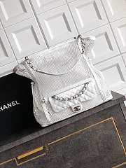 Fortok Chanel Cruise 2011 Double Shopping Classic Flap Mesh Woven Bag White 34x36x12 cm - 1