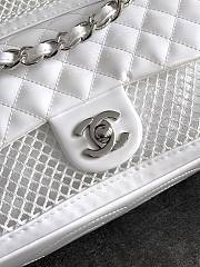 Fortok Chanel Cruise 2011 Double Shopping Classic Flap Mesh Woven Bag White 34x36x12 cm - 4