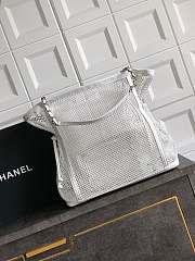 Fortok Chanel Cruise 2011 Double Shopping Classic Flap Mesh Woven Bag White 34x36x12 cm - 5
