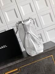 Fortok Chanel Cruise 2011 Double Shopping Classic Flap Mesh Woven Bag White 34x36x12 cm - 2
