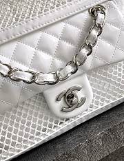 Fortok Chanel Cruise 2011 Double Shopping Classic Flap Mesh Woven Bag White 30x32x9 cm - 6