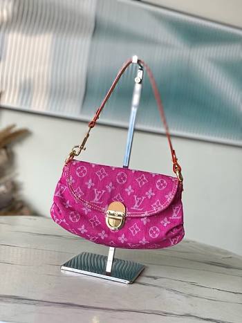Louis Vuitton Pleaty Denim Bag Pink 26x15x9cm