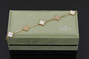 Fortok Van Cleef & Arpels Alhambra White Mother of Pearl and Diamond 5 Motifs Gold Bracelet - 1