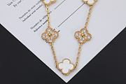 Fortok Van Cleef & Arpels Alhambra White Mother of Pearl and Diamond 5 Motifs Gold Bracelet - 6