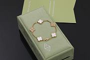 Fortok Van Cleef & Arpels Alhambra White Mother of Pearl and Diamond 5 Motifs Gold Bracelet - 5