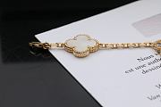 Fortok Van Cleef & Arpels Alhambra White Mother of Pearl and Diamond 5 Motifs Gold Bracelet - 3