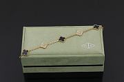 Fortok Van Cleef & Arpels Alhambra Black Mother of Pearl and Diamond 5 Motifs Gold Bracelet - 2