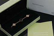 Fortok Van Cleef & Arpels Alhambra Black Mother of Pearl and Diamond 5 Motifs Gold Bracelet - 3