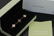 Fortok Van Cleef & Arpels Alhambra Red Mother of Pearl and Diamond 5 Motifs Gold Bracelet - 5