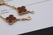 Fortok Van Cleef & Arpels Alhambra Red Mother of Pearl and Diamond 5 Motifs Gold Bracelet - 4