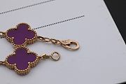 Fortok Van Cleef & Arpels Alhambra Purple Mother of Pearl and Diamond 5 Motifs Gold Bracelet - 5