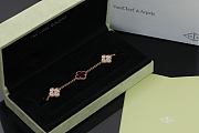 Fortok Van Cleef & Arpels Alhambra Purple Mother of Pearl and Diamond 5 Motifs Gold Bracelet - 4