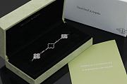 Fortok Van Cleef & Arpels Alhambra Black Mother of Pearl and Diamond 5 Motifs Silver Bracelet - 5