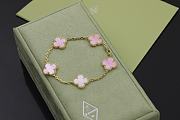Fortok Van Cleef & Arpels Alhambra Pink Mother of Pearl 5 Motifs Gold Bracelet - 1