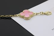Fortok Van Cleef & Arpels Alhambra Pink Mother of Pearl 5 Motifs Gold Bracelet - 3