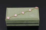 Fortok Van Cleef & Arpels Alhambra Pink Mother of Pearl 5 Motifs Gold Bracelet - 2