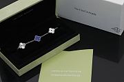 Fortok Van Cleef & Arpels Alhambra Blue Mother of Pearl and Silver 5 Motifs Silver Bracelet - 6