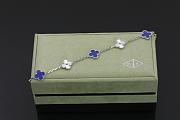 Fortok Van Cleef & Arpels Alhambra Blue Mother of Pearl and Silver 5 Motifs Silver Bracelet - 4