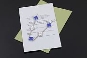 Fortok Van Cleef & Arpels Alhambra Blue Mother of Pearl and Silver 5 Motifs Silver Bracelet - 3