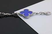 Fortok Van Cleef & Arpels Alhambra Blue Mother of Pearl and Silver 5 Motifs Silver Bracelet - 2