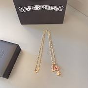 Fortok Chrome Hearts Red Crystal Double Cross Necklace Gold  - 6