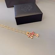 Fortok Chrome Hearts Red Crystal Double Cross Necklace Gold  - 4