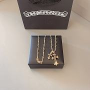 Fortok Chrome Hearts Black Crystal Double Cross Necklace Gold  - 1