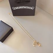 Fortok Chrome Hearts Black Crystal Double Cross Necklace Gold  - 4