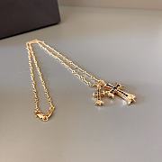 Fortok Chrome Hearts Black Crystal Double Cross Necklace Gold  - 5