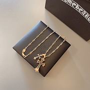 Fortok Chrome Hearts Black Crystal Double Cross Necklace Gold  - 3